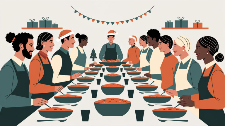 Volunteers prepare meals for those without a home on Christmas